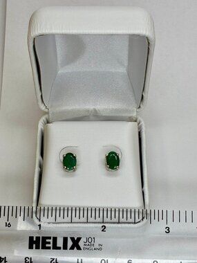 Sterling Oval Emerald Earrings